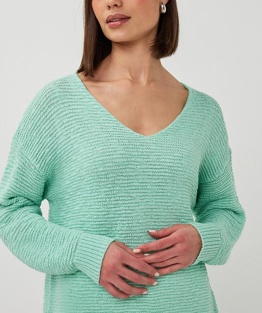 Sweater v/neck tape yarn light mint