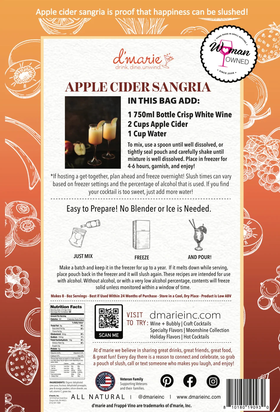 Apple Cider Sangria Cocktail - Ready-To-Freeze Cocktail