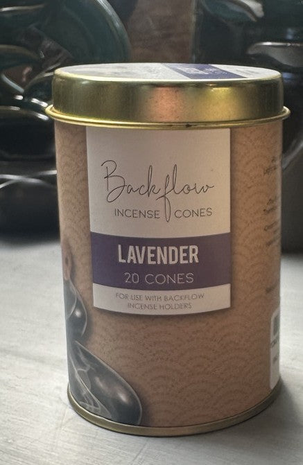Backflow Incense Cones Lavender tin, 20 cones